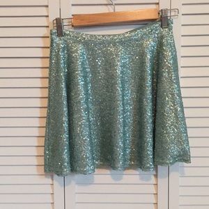 Aqua Sequin Skater Skirt